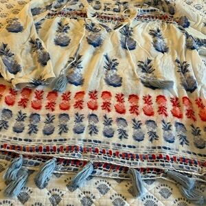 crown & ivy Blue and Red Pineapple Blouse